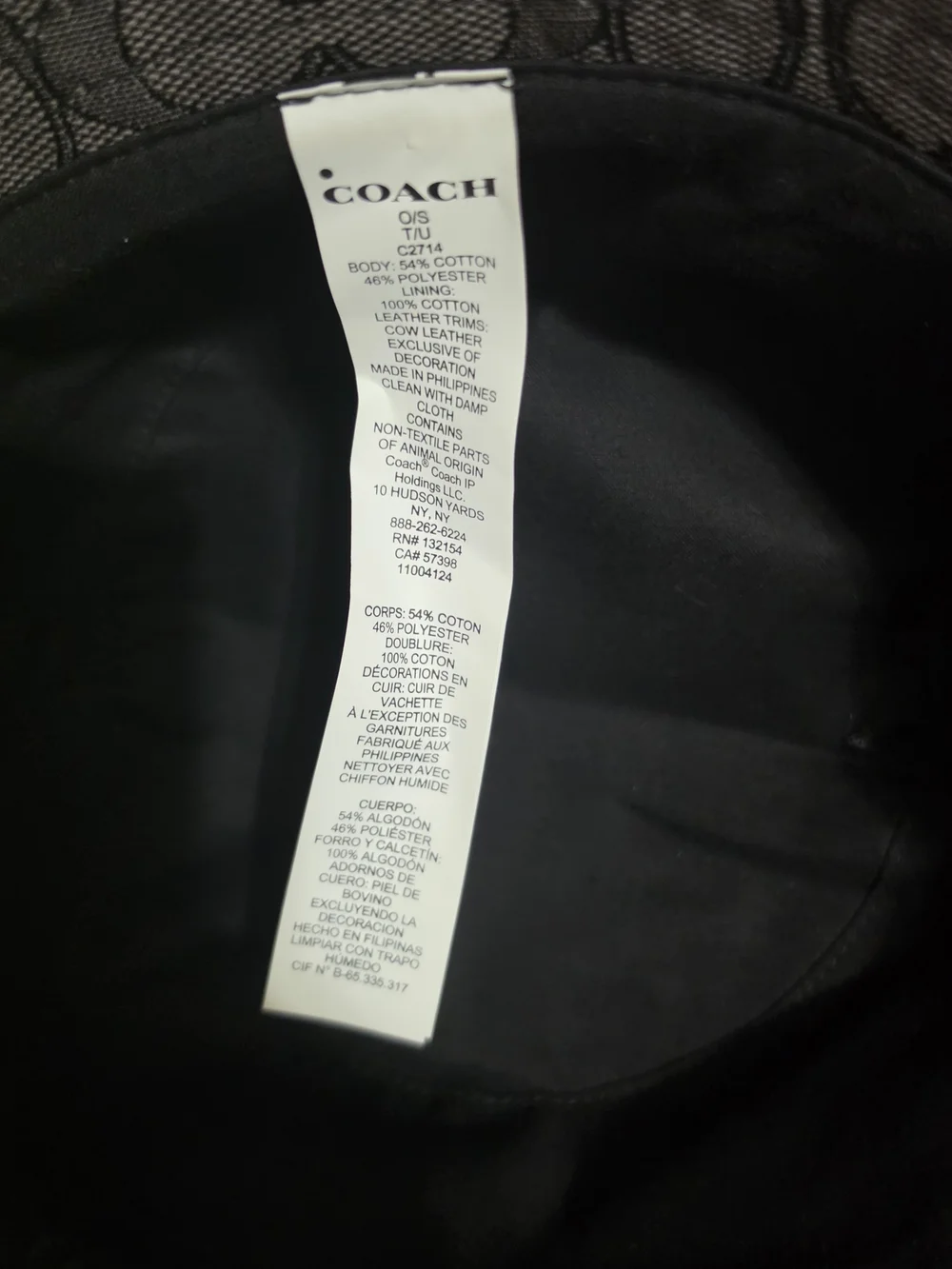 Coach Gray Signature Jacquard Bucket Hat